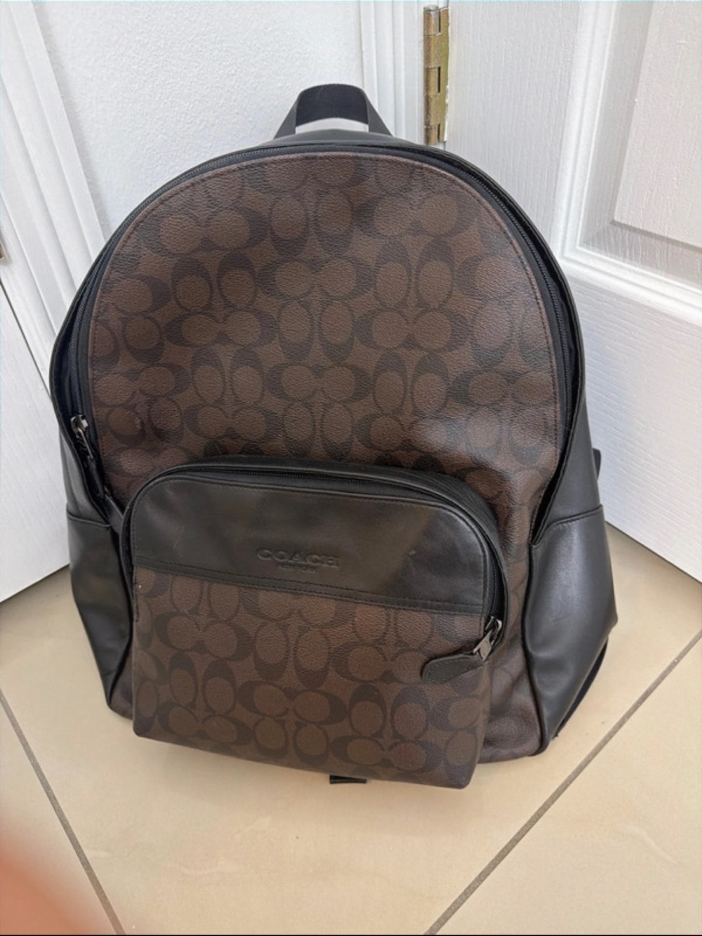 Coach Men’s Brown & Black Signature Canvas Backpack